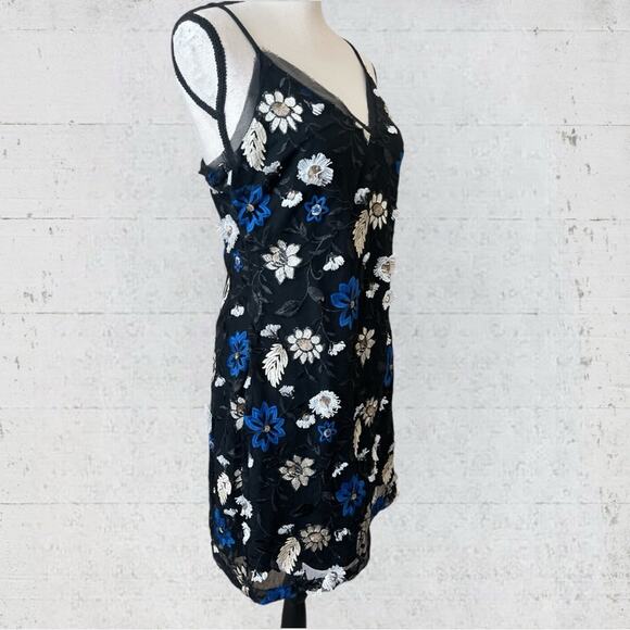 Miss Me Floral Embroidered Slip Dress Black Size M Whimsygoth Fairygoth witchy - Picture 3 of 14